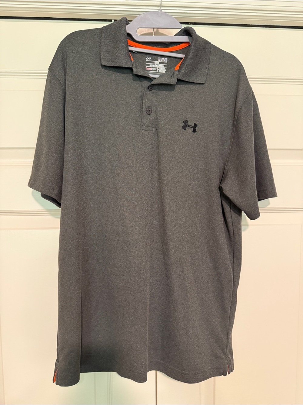 Under Armour Men’s Charcoal Polo with Subtle Orange Trim